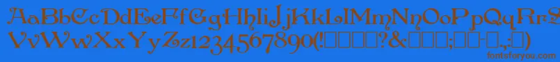 フォントPenhursb – 茶色の文字が青い背景にあります。