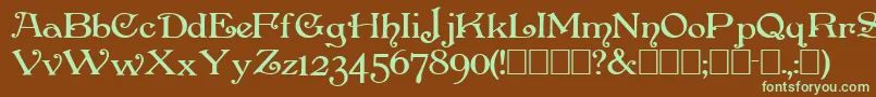 フォントPenhursb – 緑色の文字が茶色の背景にあります。