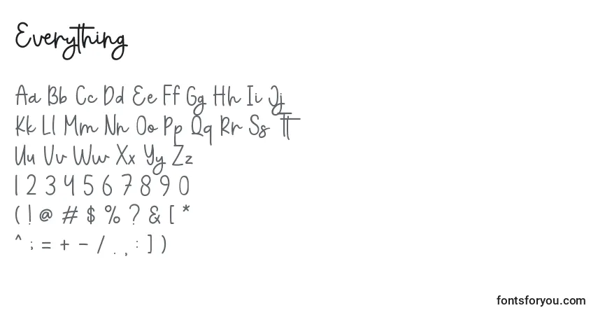 A fonte Everything (126211) – alfabeto, números, caracteres especiais