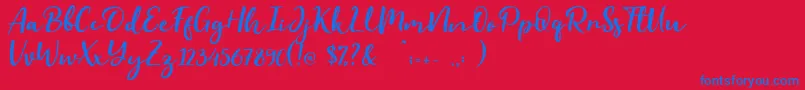 Evident-Schriftart – Blaue Schriften auf rotem Hintergrund