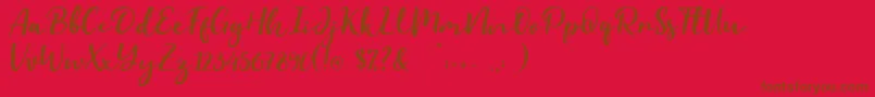 フォントEvident – 赤い背景に茶色の文字