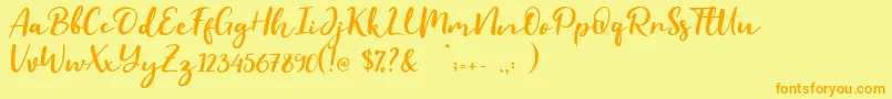 Evident-Schriftart – Orangefarbene Schriften auf gelbem Hintergrund