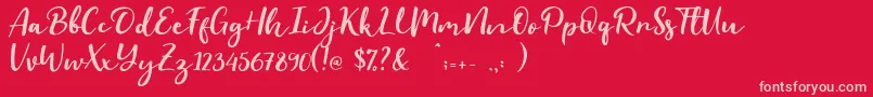 Evident-fontti – vaaleanpunaiset fontit punaisella taustalla