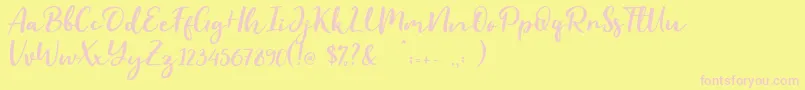 Evident-fontti – vaaleanpunaiset fontit keltaisella taustalla