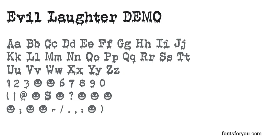 Шрифт Evil Laughter DEMO – алфавит, цифры, специальные символы