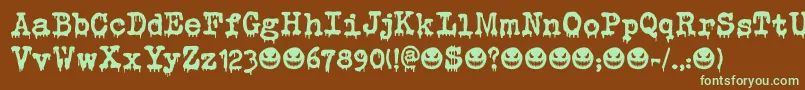 Шрифт Evil Laughter DEMO – зелёные шрифты на коричневом фоне