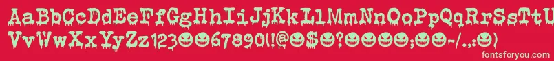 Evil Laughter DEMO Font – Green Fonts on Red Background