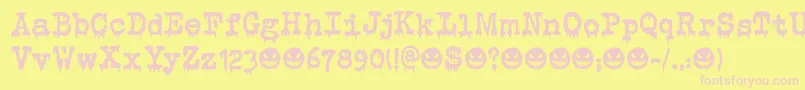 Evil Laughter DEMO-fontti – vaaleanpunaiset fontit keltaisella taustalla