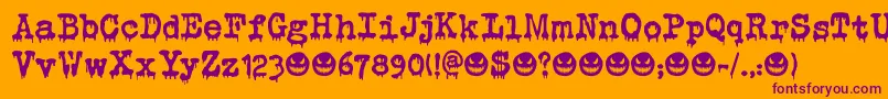 Evil Laughter DEMO-fontti – violetit fontit oranssilla taustalla