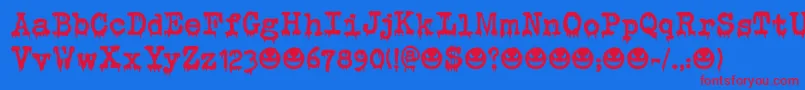 Evil Laughter DEMO Font – Red Fonts on Blue Background