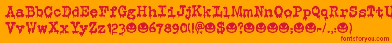 Evil Laughter DEMO Font – Red Fonts on Orange Background