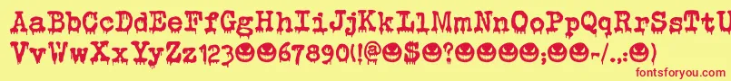 Шрифт Evil Laughter DEMO – красные шрифты на жёлтом фоне