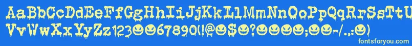 Evil Laughter DEMO Font – Yellow Fonts on Blue Background