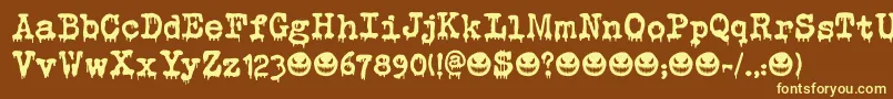 Evil Laughter DEMO-fontti – keltaiset fontit ruskealla taustalla