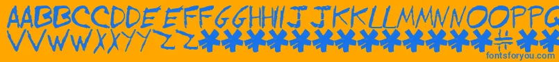 EVOL    -Schriftart – Blaue Schriften auf orangefarbenem Hintergrund