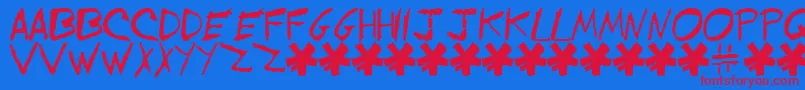 EVOL    -Schriftart – Rote Schriften auf blauem Hintergrund