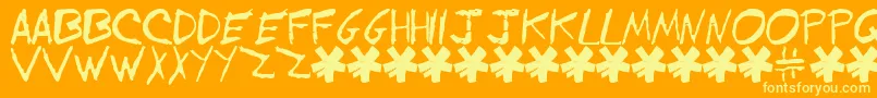 EVOL    -Schriftart – Gelbe Schriften auf orangefarbenem Hintergrund