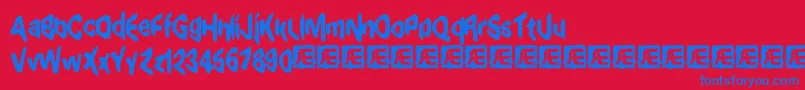 exagger8 Font – Blue Fonts on Red Background