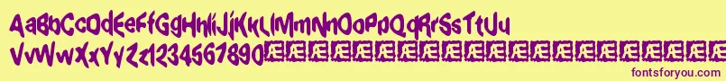 exagger8 Font – Purple Fonts on Yellow Background