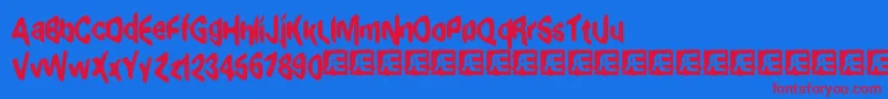 exagger8 Font – Red Fonts on Blue Background