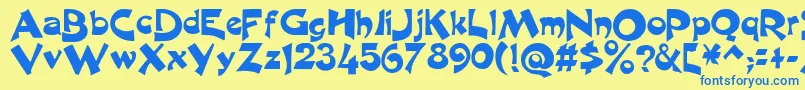 フォントexcalibur – 青い文字が黄色の背景にあります。