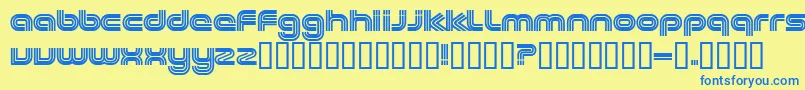 EXCEE   -fontti – siniset fontit keltaisella taustalla
