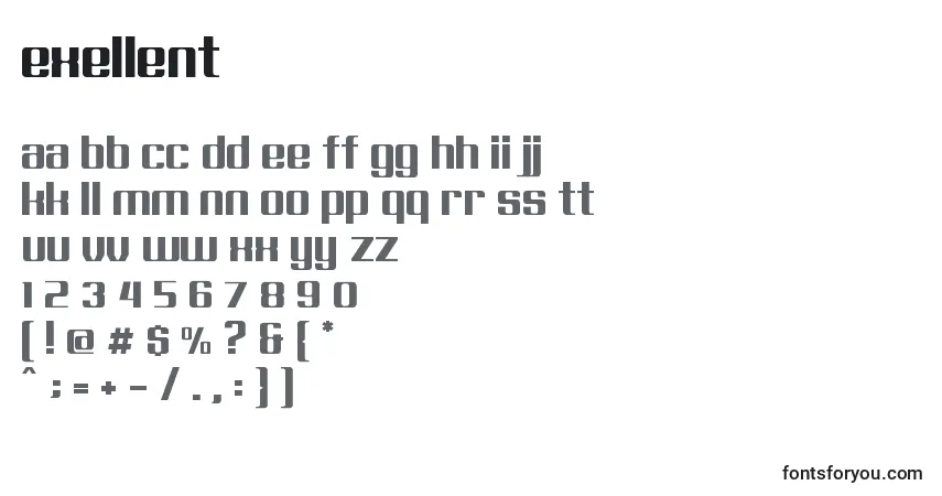 Шрифт Exellent – алфавит, цифры, специальные символы