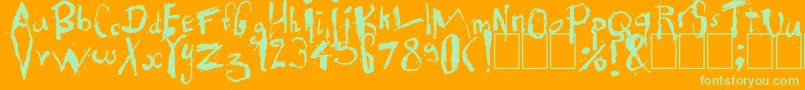 Exhausted Font – Green Fonts on Orange Background
