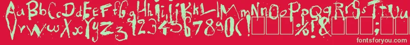 フォントExhausted – 赤い背景に緑の文字