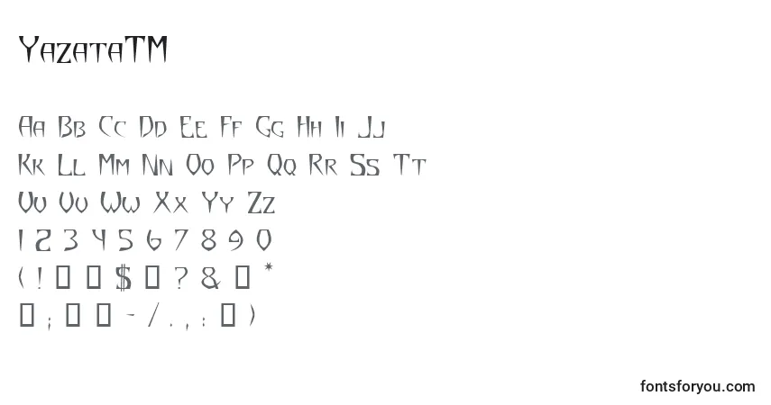 A fonte YazataTM – alfabeto, números, caracteres especiais