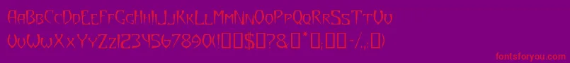 YazataTM-Schriftart – Rote Schriften auf violettem Hintergrund