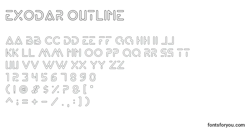 Шрифт Exodar Outline – алфавит, цифры, специальные символы