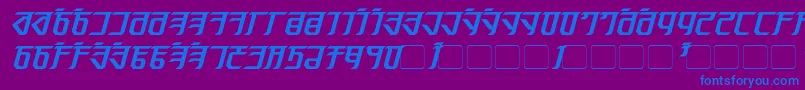 Czcionka Exodite Bold Italic – niebieskie czcionki na fioletowym tle