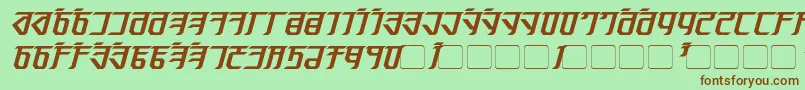 Fonte Exodite Bold Italic – fontes marrons em um fundo verde