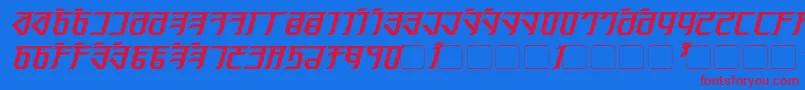 Czcionka Exodite Bold Italic – czerwone czcionki na niebieskim tle