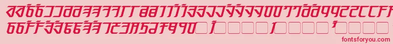 Fonte Exodite Bold Italic – fontes vermelhas em um fundo rosa