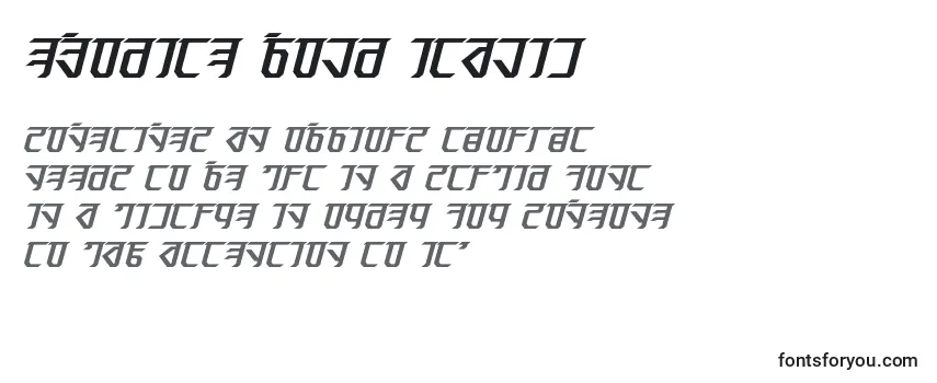 Überblick über die Schriftart Exodite Bold Italic