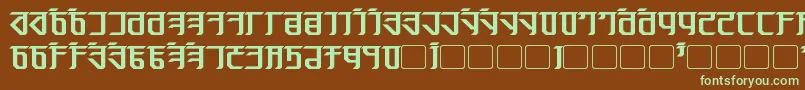 フォントExodite Bold – 緑色の文字が茶色の背景にあります。