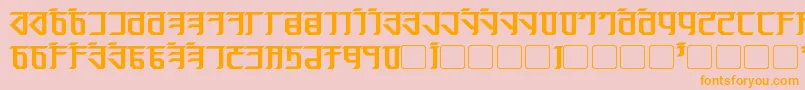 フォントExodite Bold – オレンジの文字がピンクの背景にあります。