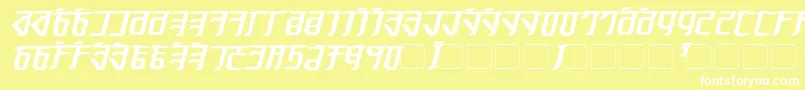 Exodite Distressed Bold Italic-fontti – valkoiset fontit keltaisella taustalla