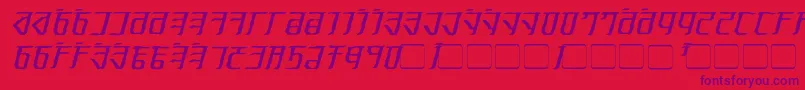 Exodite Distressed Italic-fontti – violetit fontit punaisella taustalla