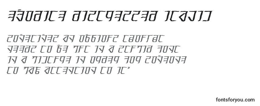 Überblick über die Schriftart Exodite Distressed Italic