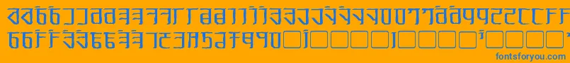 Exodite Distressed Font – Blue Fonts on Orange Background