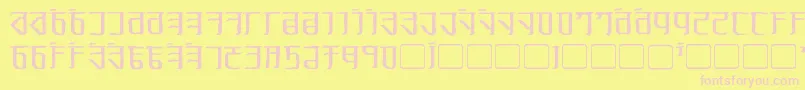 Exodite Distressed Font – Pink Fonts on Yellow Background