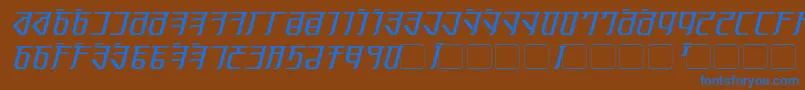 Czcionka Exodite Italic – niebieskie czcionki na brązowym tle
