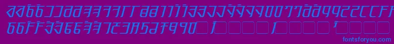 フォントExodite Italic – 紫色の背景に青い文字