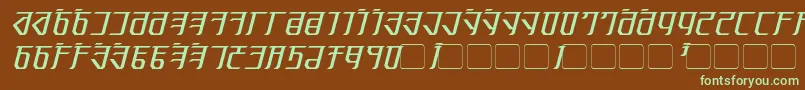 フォントExodite Italic – 緑色の文字が茶色の背景にあります。