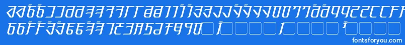 Czcionka Exodite Italic – białe czcionki na niebieskim tle