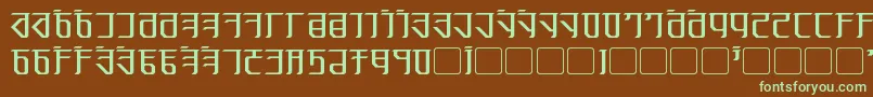 フォントExodite – 緑色の文字が茶色の背景にあります。