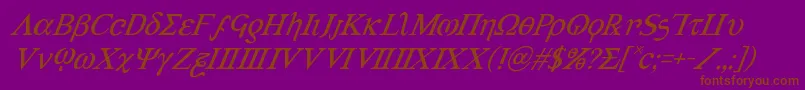 Achilles3superital-Schriftart – Braune Schriften auf violettem Hintergrund